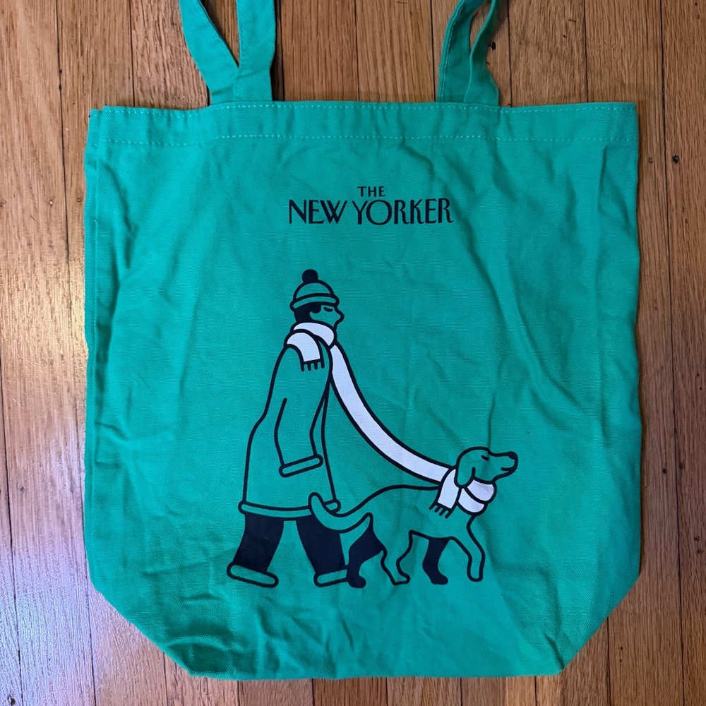 RARE The New Yorker Limited Edition Tote Bag Laura Dirzyte Green Dog Walk - Picture 4 of 7